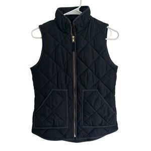 J. Crew Black Quilted Zip-Front Vest